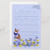 蝶とかわいらしデイジー春ガーデン 便箋 (正面/裏面)