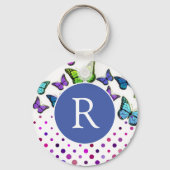 蝶とかわいらしドットのモノグラム キーホルダー (裏面)