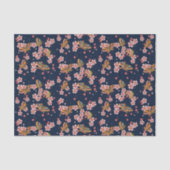 蝶とさくらんぼの花のシャワー夕闇の青 薄葉紙 (正面)