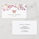 蝶とさくらんぼの花のデザイン 名刺 (正面/裏面)