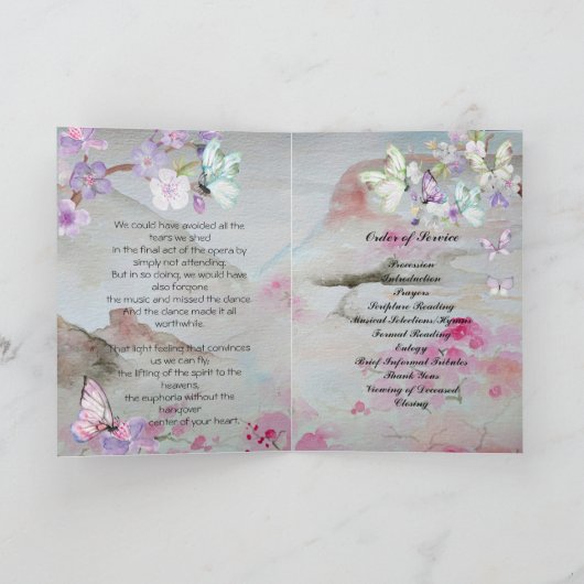蝶とさくらんぼの花の葬儀 プログラム (内部)