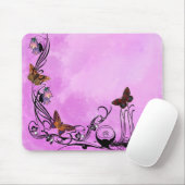 蝶とのピンク マウスパッド (マウス)