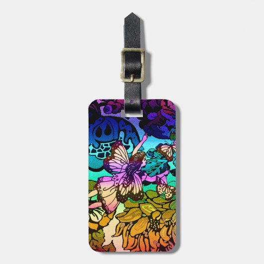 蝶との妖精のプリンセスの飛行 ラゲッジタグ (正面縦)