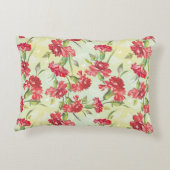 蝶との緑の赤いカーネーション アクセントクッション (裏面)