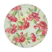 蝶との緑の赤いカーネーション カッティングボード (正面)