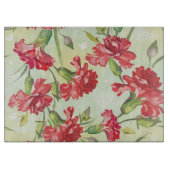 蝶との緑の赤いカーネーション カッティングボード (正面)