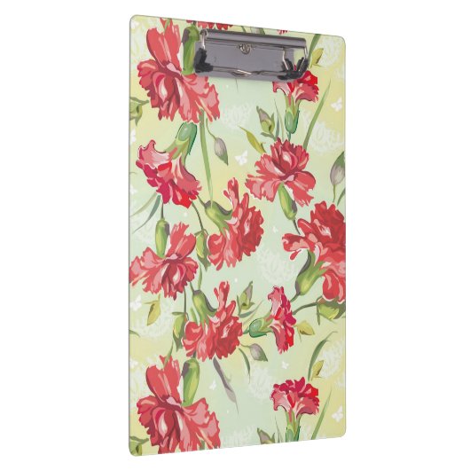 蝶との緑の赤いカーネーション クリップボード (右)