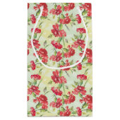 蝶との緑の赤いカーネーション スモールペーパーバッグ (裏面)