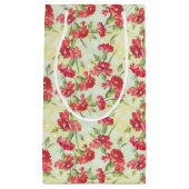 蝶との緑の赤いカーネーション スモールペーパーバッグ (正面)