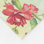 蝶との緑の赤いカーネーション フリースブランケット (角)