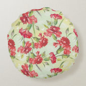 蝶との緑の赤いカーネーション ラウンドクッション (裏面)