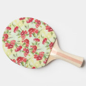 蝶との緑の赤いカーネーション 卓球ラケット (横)