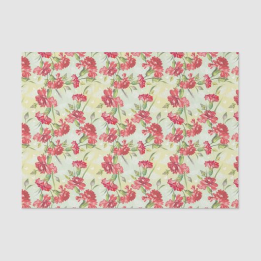 蝶との緑の赤いカーネーション 薄葉紙 (正面)