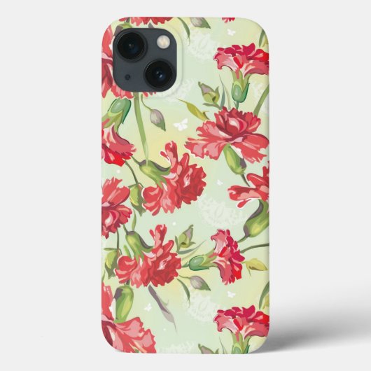 蝶との緑の赤いカーネーション Case-Mate iPhoneケース (裏面)