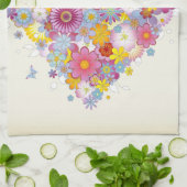 蝶との花のハート キッチンタオル (折り畳み)