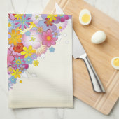 蝶との花のハート キッチンタオル (四つ折り)