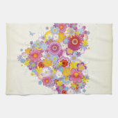 蝶との花のハート キッチンタオル (横)