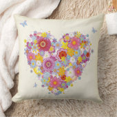 蝶との花のハート クッション (ブランケット)