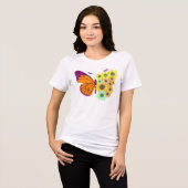 蝶とひまわりのガーデンシャツ トライブレンドTシャツ (正面全面)