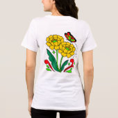 蝶とひまわりのガーデンシャツ トライブレンドTシャツ (裏面)
