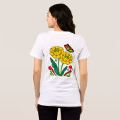 蝶とひまわりのガーデンシャツ トライブレンドTシャツ (裏面全面)