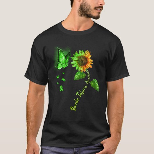 蝶とひまわりの脳損傷啓発 Tシャツ (正面)