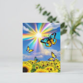 蝶とひまわり ポストカード (スタンド正面)