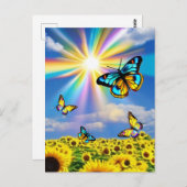 蝶とひまわり ポストカード (正面/裏面)