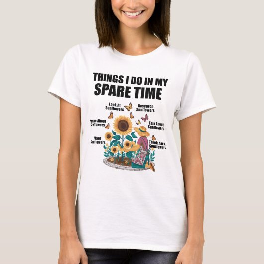 蝶とひまわり 花 ひまわり畑 Tシャツ (正面)