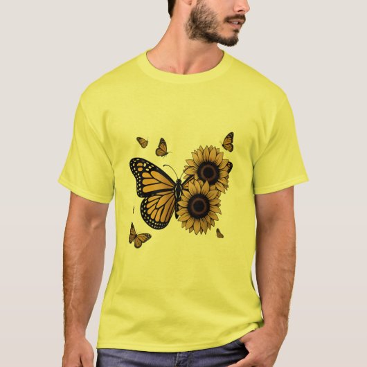 蝶とひまわり Tシャツ (正面)