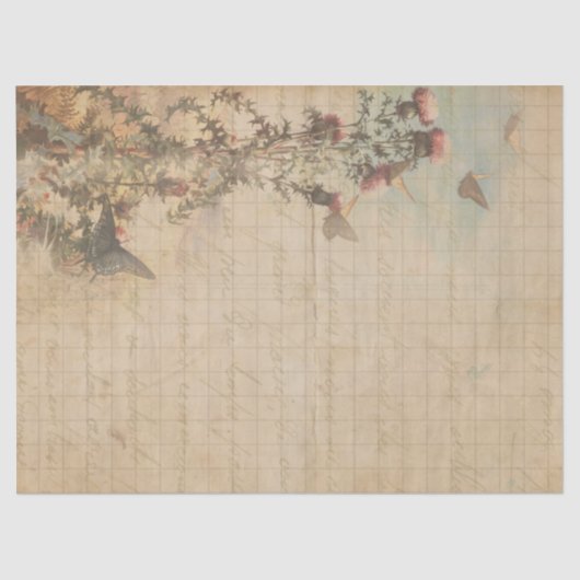 蝶とアザミデコパージュ紙 薄葉紙 (正面)