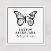 蝶とアースタトゥーアフターケアの手順 スクエア名刺 (正面)