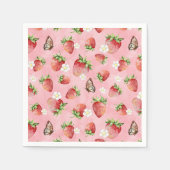 蝶とイチゴ スタンダードカクテルナプキン (正面)