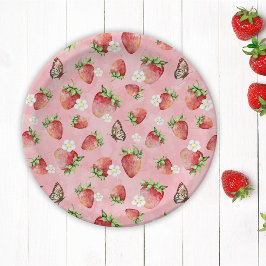 蝶とイチゴ ペーパープレート