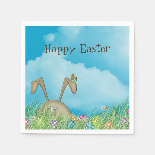蝶とイースターバニー スタンダードカクテルナプキン (正面)