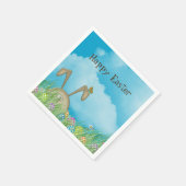 蝶とイースターバニー スタンダードカクテルナプキン (角)