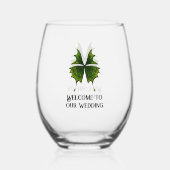 蝶とエレガントなウェディングワイングラス ステムなしワイングラス (正面)