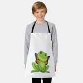 蝶とカエル エプロン (着用した状態)