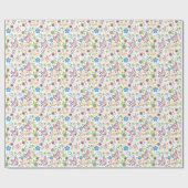 蝶とカラフル花のパターン一枠付き ラッピングペーパー (フラット)
