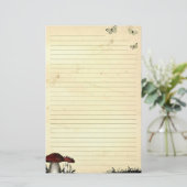 蝶とキノコの古い紙文房具 便箋 (スタンド正面)