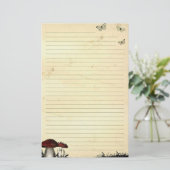 蝶とキノコの古い紙文房具 便箋 (スタンド正面)