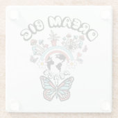 蝶とキノコの夢の大きなインスピオ前向きー ガラスコースター (裏面)