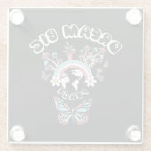 蝶とキノコの夢の大きなインスピオ前向きー ガラスコースター (裏面)