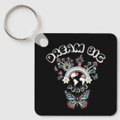 蝶とキノコの夢の大きなインスピオ前向きー キーホルダー (正面)