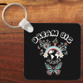 蝶とキノコの夢の大きなインスピオ前向きー キーホルダー (正面)