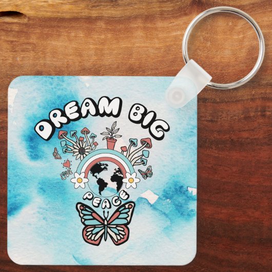 蝶とキノコの夢の大きなインスピオ前向きー キーホルダー (裏面)