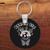 蝶とキノコの夢の大きなインスピオ前向きー キーホルダー (正面)