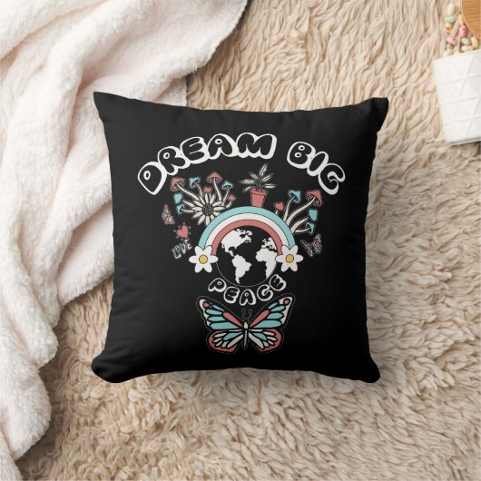 蝶とキノコの夢の大きなインスピオ前向きー クッション (ブランケット)