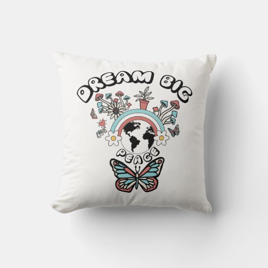 蝶とキノコの夢の大きなインスピオ前向きー クッション (正面)