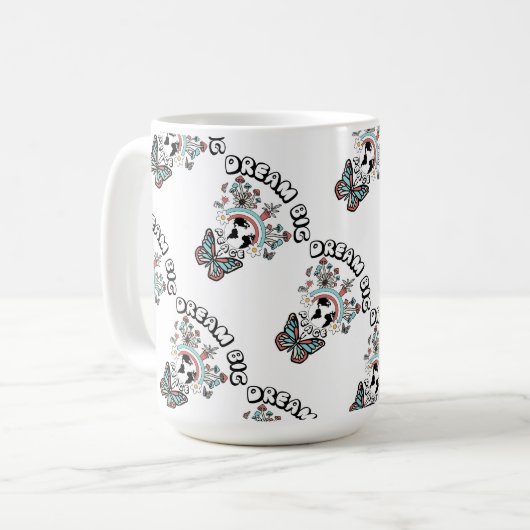 蝶とキノコの夢の大きなインスピオ前向きー コーヒーマグカップ (正面左)